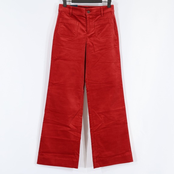J.Crew Pants - J.Crew Lizzie Pant Women 24 Red Corduroy Wide Leg High Rise Patch Pocket $138NWT